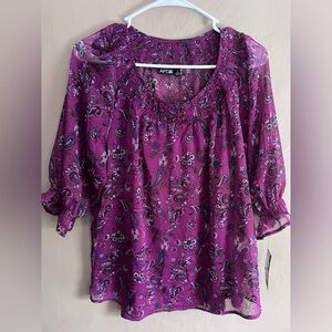 Apt. 9 Women's Vibrant Purple Paisley Blouse